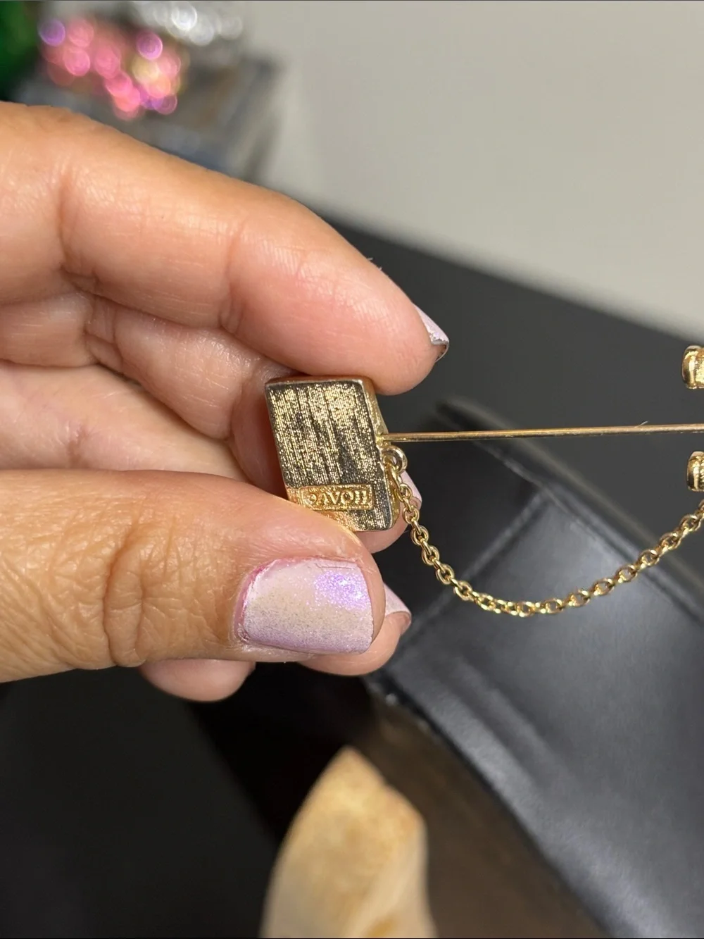 Vintage Avon Gold Telephone Tie Pin with Chain